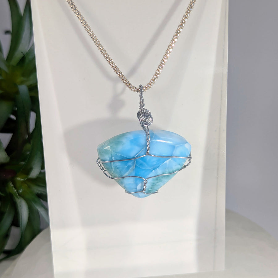 Larimar 1’’ Wire Wrap Pendant #LV9052 - $125