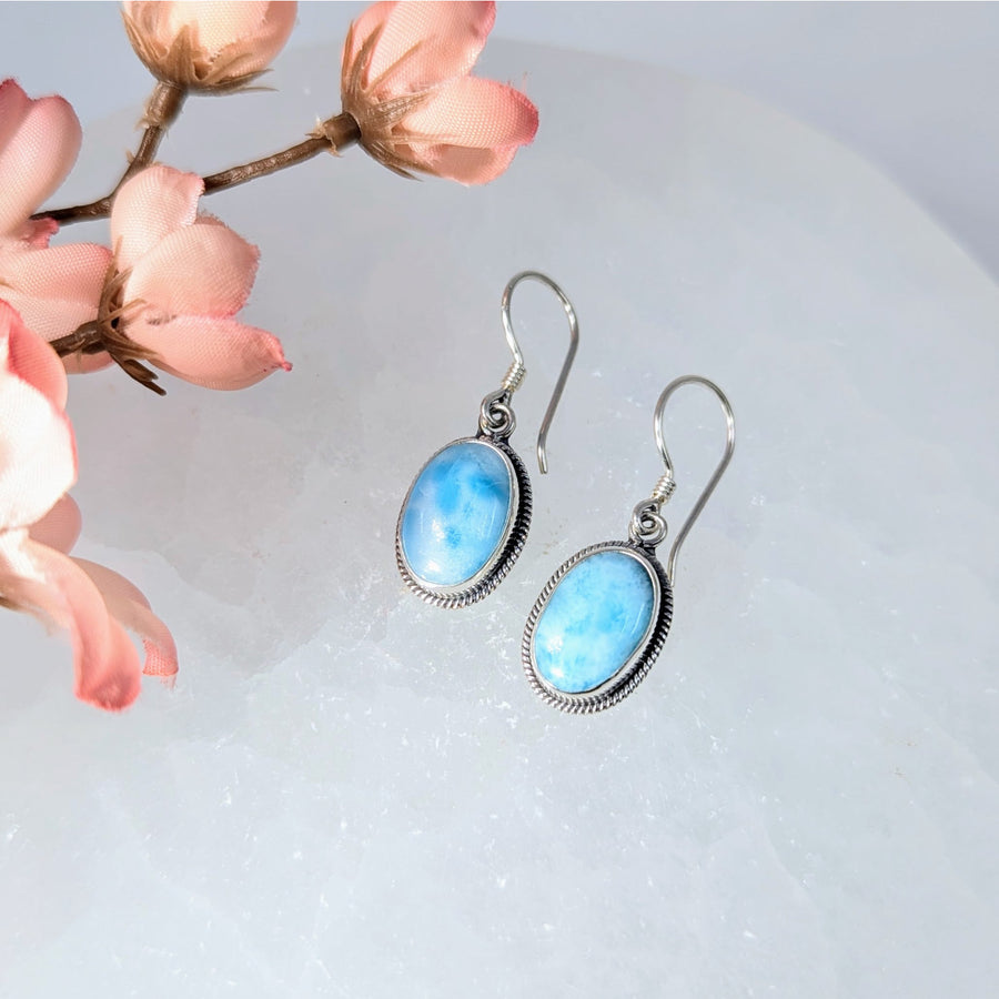 Larimar.6’’ Oval Earrings S.S. #LV9715 - $69