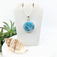 Thumbnail for Larimar.8’’ S.S. Circle Pendant #LV5938 - $115