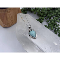 Larimar teardrop cabochon gem pendant in sterling silver 925 LV9524