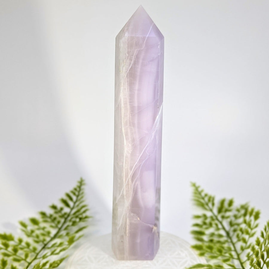 Lavender fluorite 8.25-inch tower #BC1162 with white veining