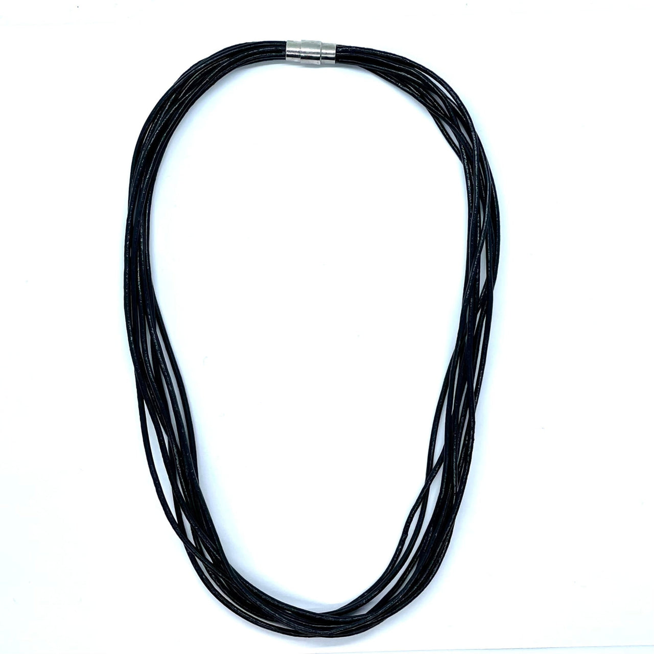 Multi-strand black cord necklace with silver clasp for Leather Cord 2mm 20’’ Necklace J567