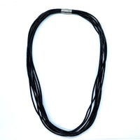 Thumbnail for Multi-strand black cord necklace with silver clasp for Leather Cord 2mm 20’’ Necklace J567