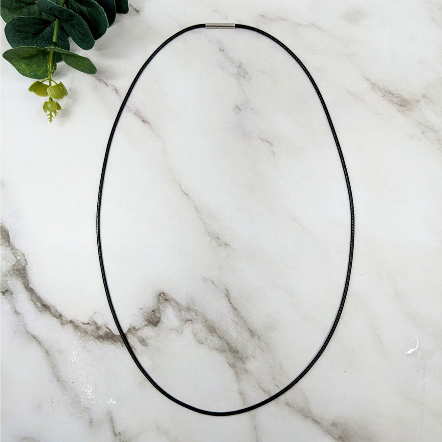 Black leather 2mm choker necklace 24’ (#LV5694) with a sleek and stylish design