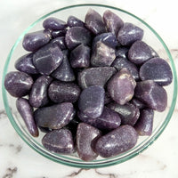 Thumbnail for A bowl of Lepidolite tumbled stones in dark purple color #LV2020