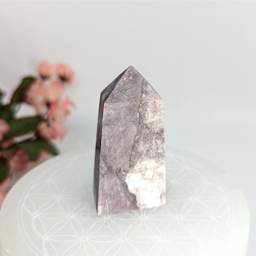 Polished purple crystal point Lepidolite obelisk tower 2.2 inches beautiful gemstone display