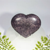 Lepidolite 3.25 inch heart gemstone in deep purple with a glittering surface perfect for jewelry or crystals collection