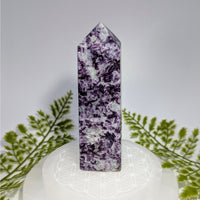 Lepidolite 4.5-inch obelisk tower #BC0853 with purple white patterns