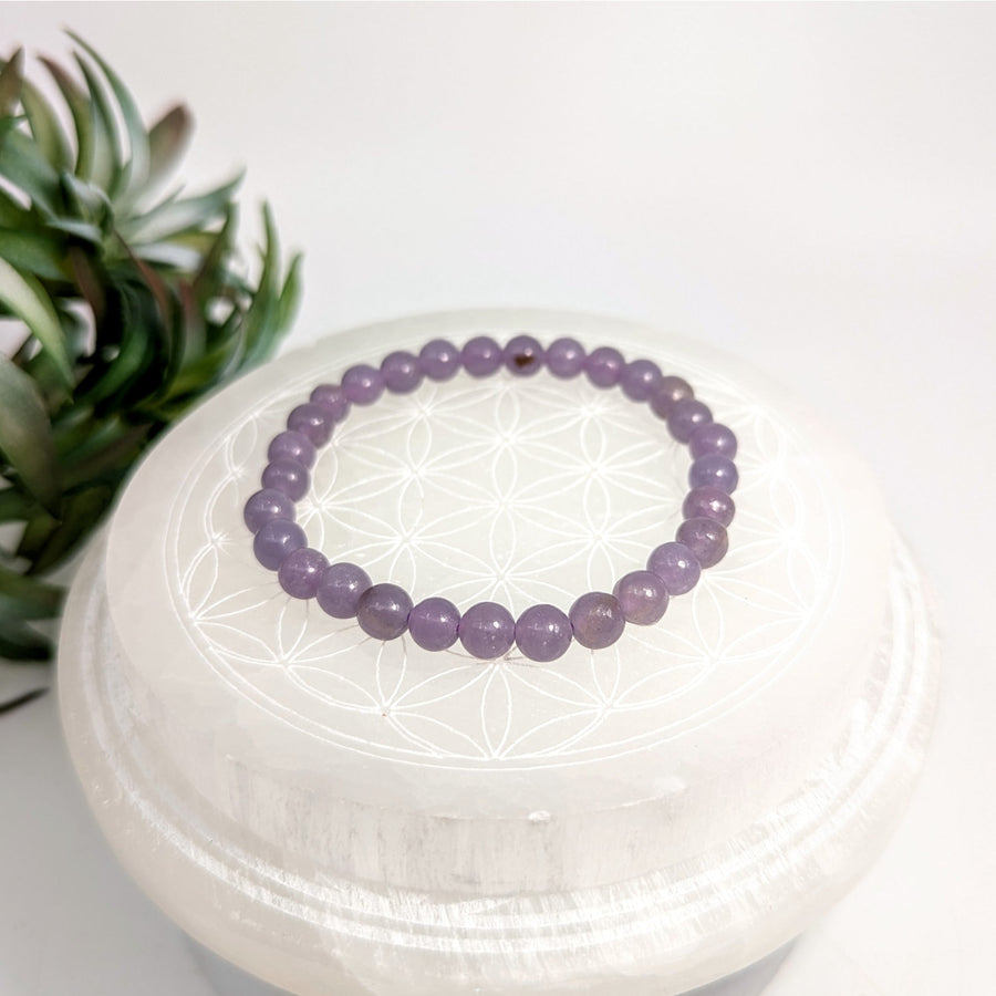 Purple beaded bracelet from Lepidolite 7-inch 6mm bead bracelet product image