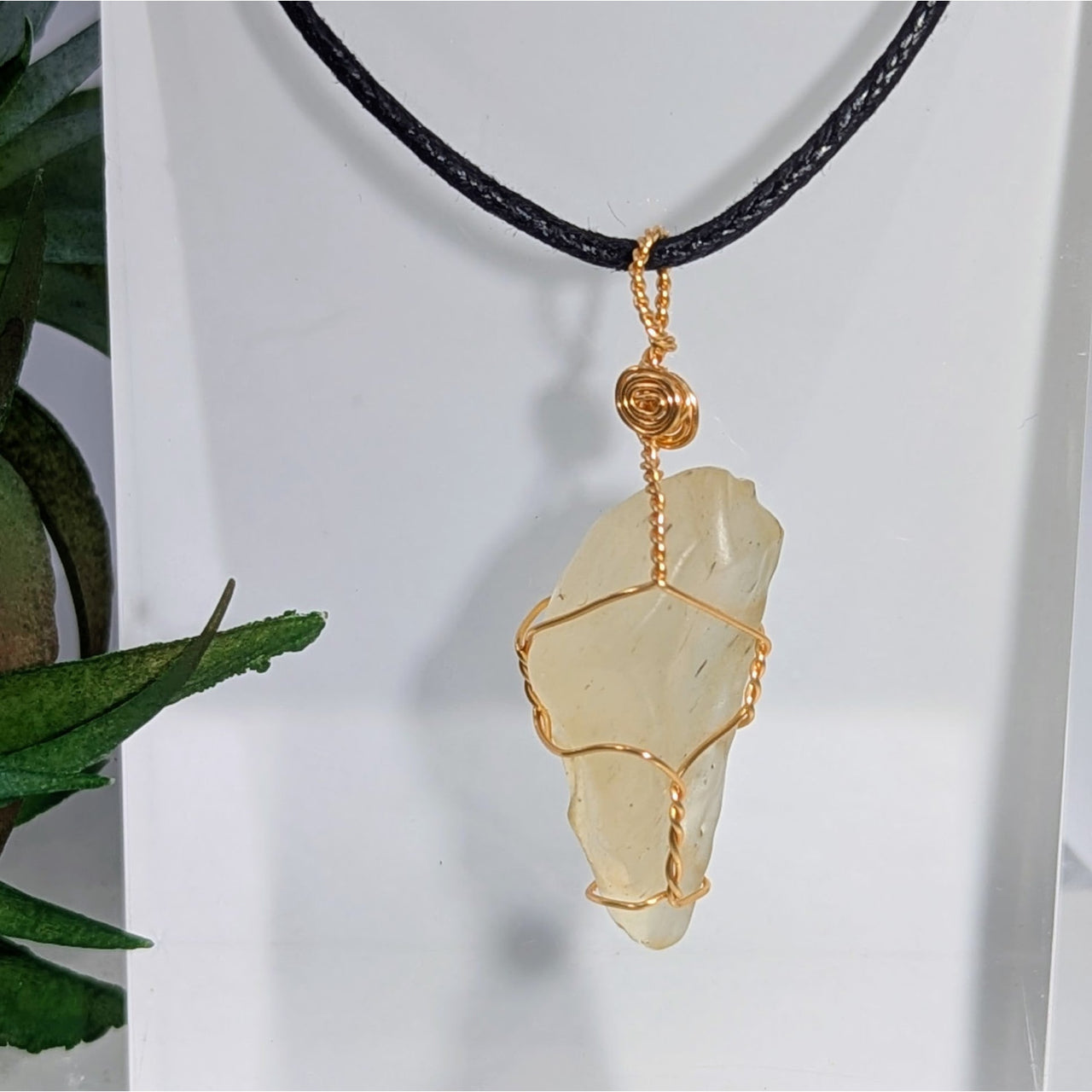 Libyan Desert Glass 1.2’’ Wire Wrap Pendant #LV9455 $295
