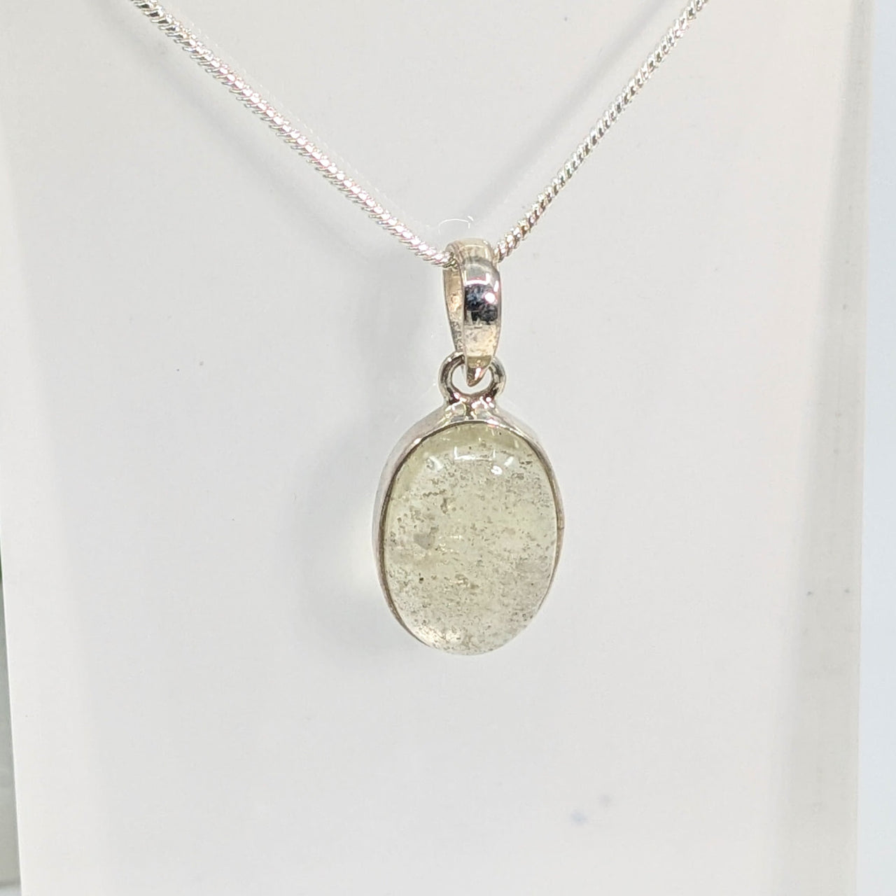 Libyan Desert Glass.68’’ Oval S.S. Pendant #LV5808 - $99