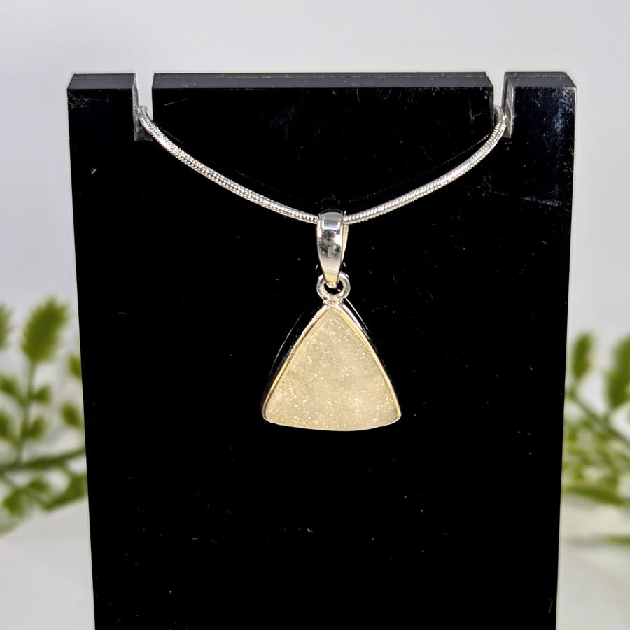 Libyan Desert Glass 0.8’’ triangle pendant #BC1094 in pale yellow quartz