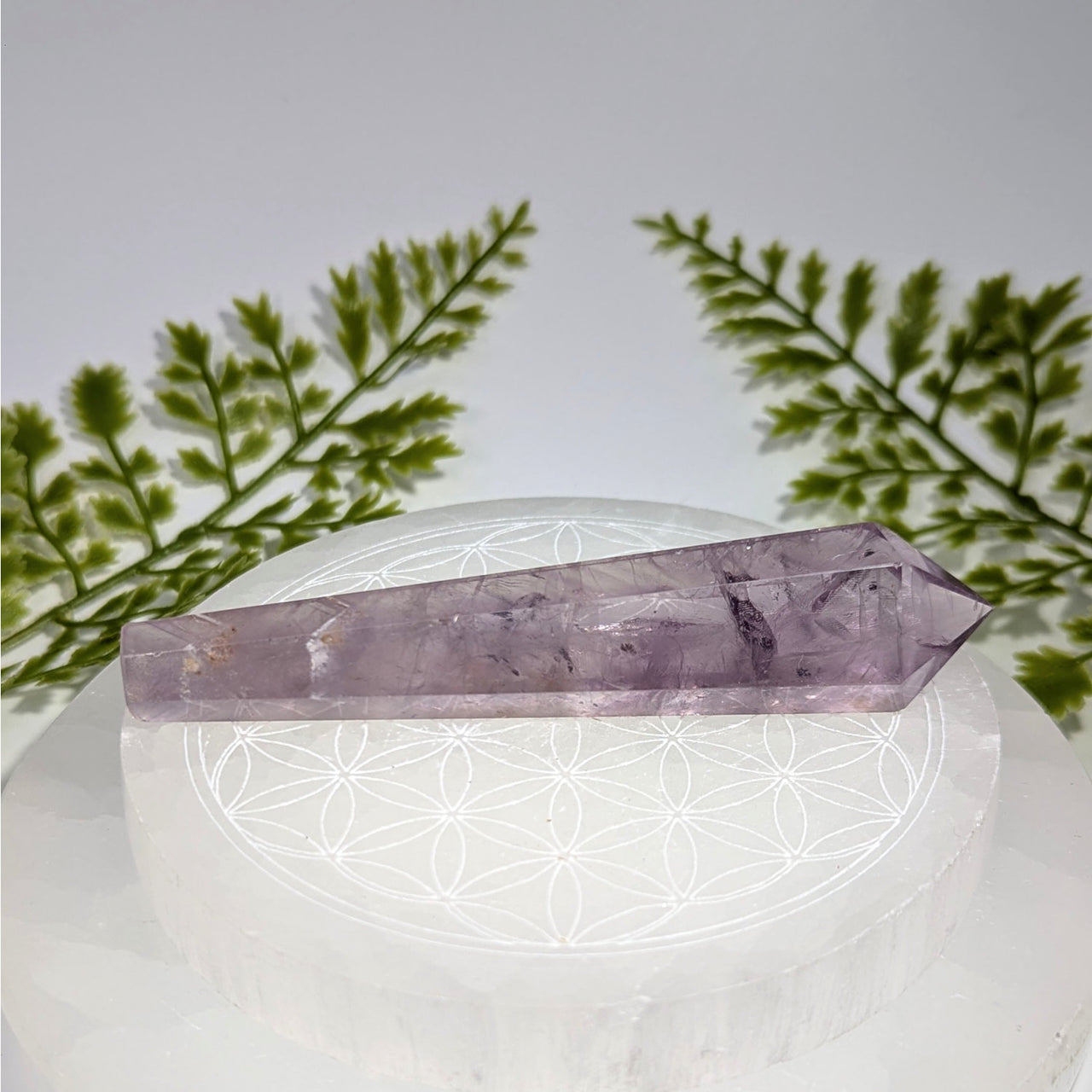 Light Amethyst 4’’ Wand Point #BC0861 translucent purple crystal