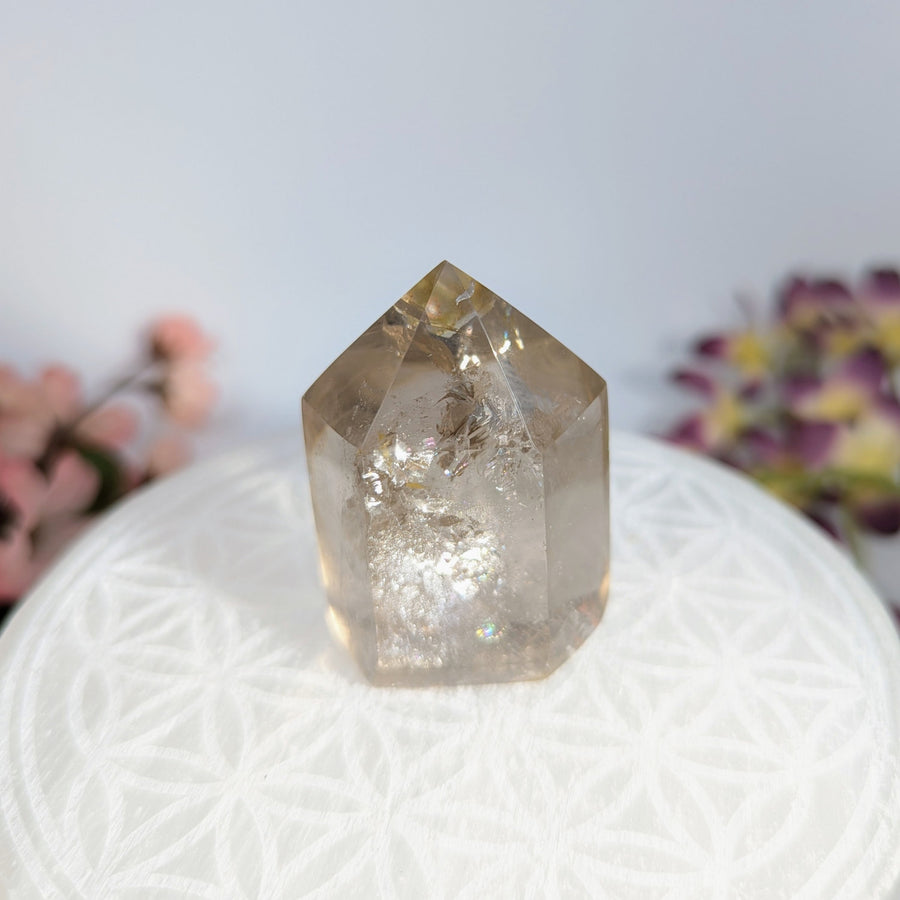 Translucent brown crystal point of Light Smoky Quartz 2 Generator #LV8716