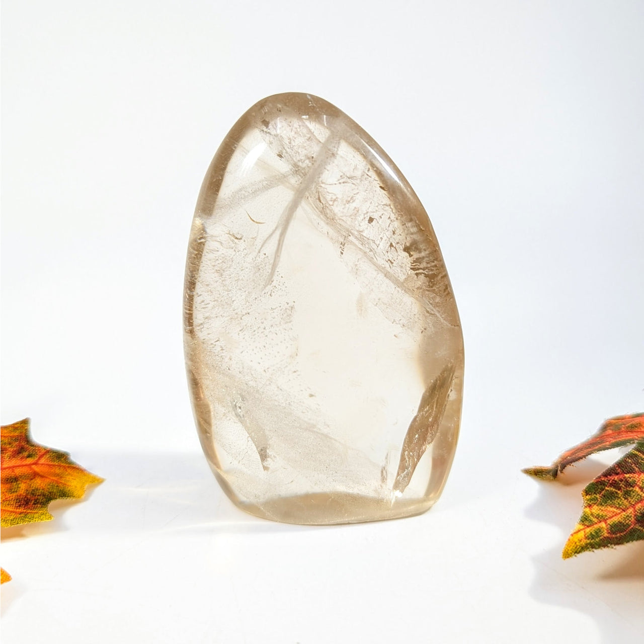 Light smoky quartz 3.2-inch freeform crystal with veining from Brazil