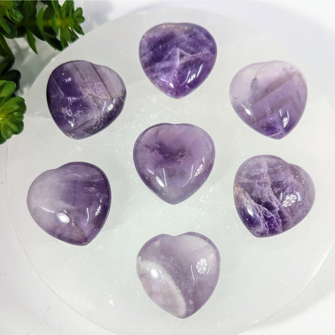 Seven Lilac Amethyst 1.2’’ Small Heart-Shaped Stones #BC0318