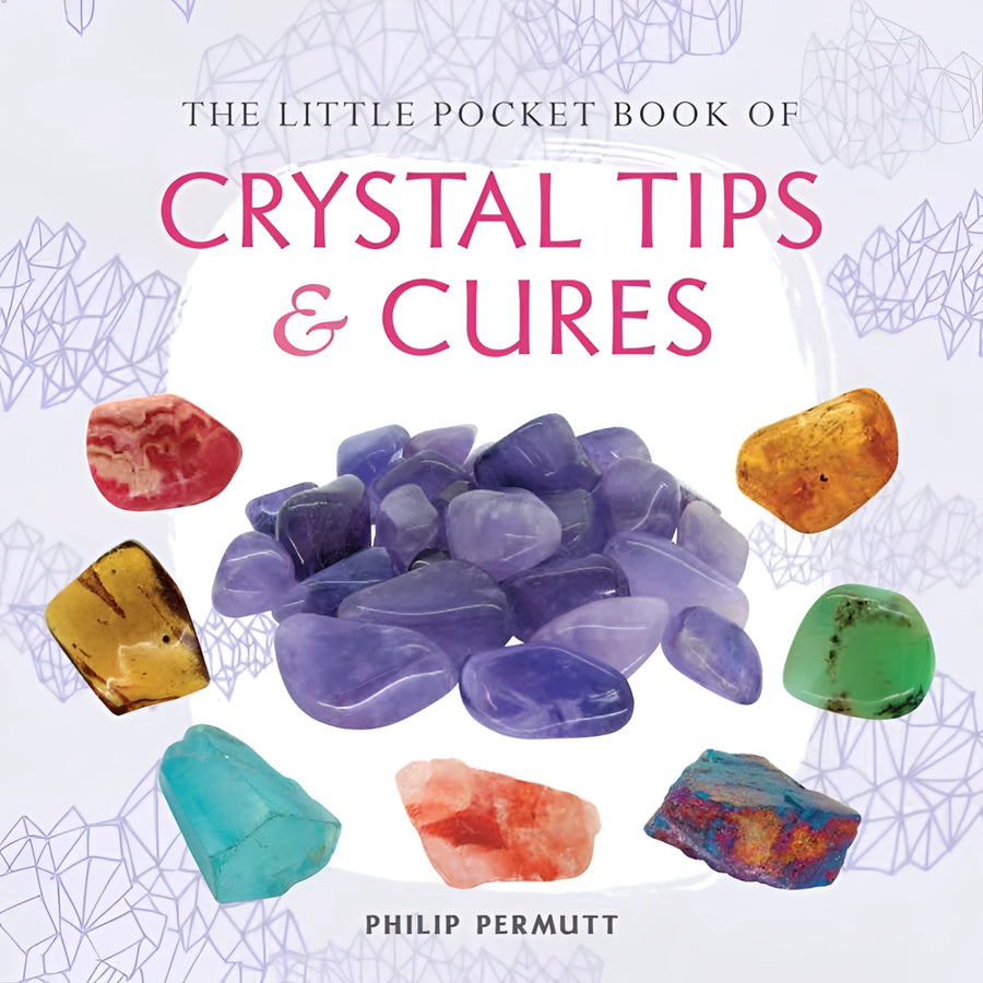 The little pocket book of crystal tips and cures by philip permutt features purple crystals and colorful gemstones for jewelry use