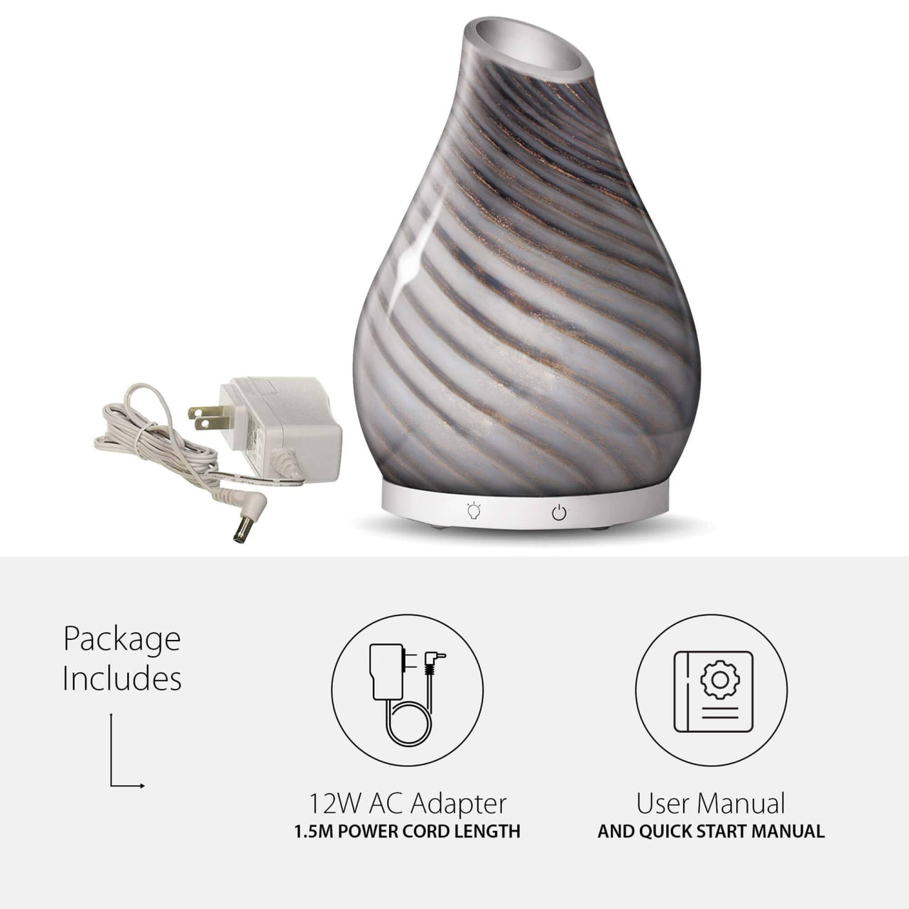 Lizarra Hand Blown Silver Glass Vase Diffuser #5061 - $49