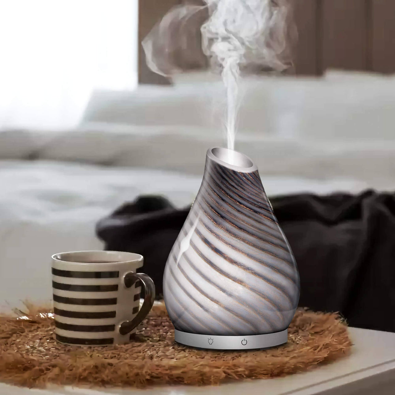 Lizarra Hand Blown Silver Glass Vase Diffuser #5061 - $49