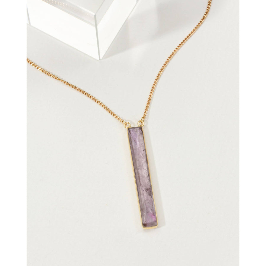 Long Bar Necklace- Amethyst #LV9126 - $79