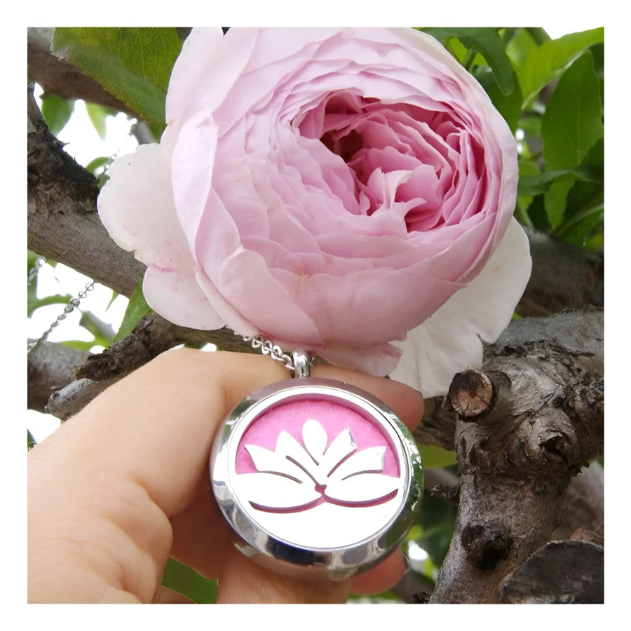 Lotus Aromatherapy Essential Oil Necklace Jewelry #LV9145