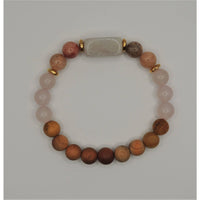 Love & Light beaded bracelet with rose quartz, sunstone, and sandalwood