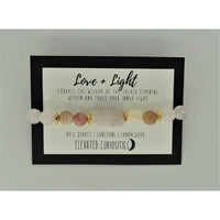 Love & Light rose quartz and sandalwood beaded bracelet with gold accents