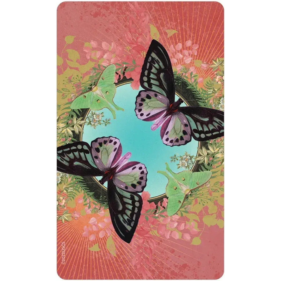 Two black and purple butterflies decorate the Love Who You Are Oracle Deck #LV4403