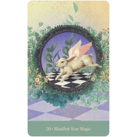 White rabbit with wings on a checkered surface from Love Who You Are Oracle Deck