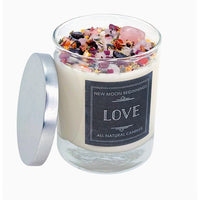 Love Ritual Soy Crystal Candle with flowers and quartz #LV5342