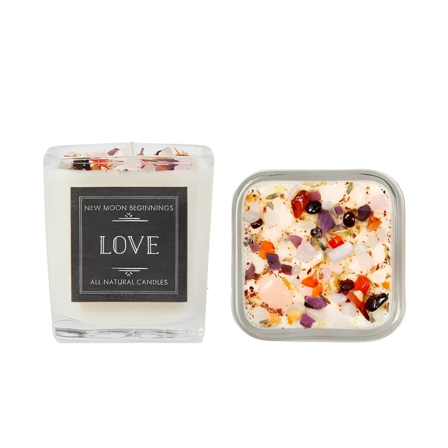 Love: Ritual Candles Soy Candle Crystal Candles: 7.5oz