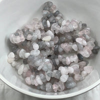 Thumbnail for Polished rose quartz and gray agate stone chips in Luna Rose Bracelet #TS035