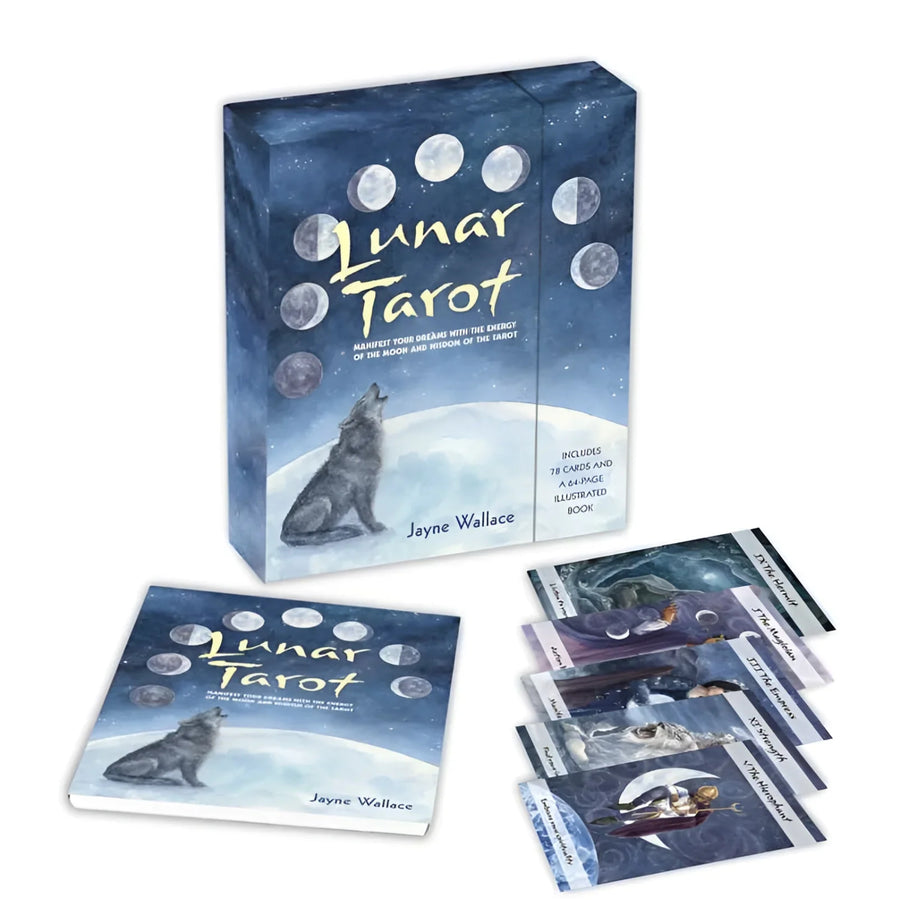 Lunar Tarot Card Set from Lunar Tarot by Jayne Wallace on display