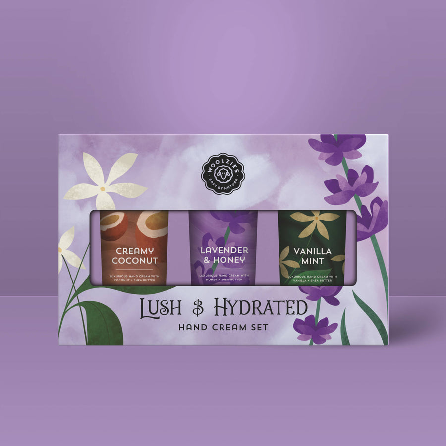 Lush & Hydrated Shea Butter Hand Cream Set of 3 in floral box