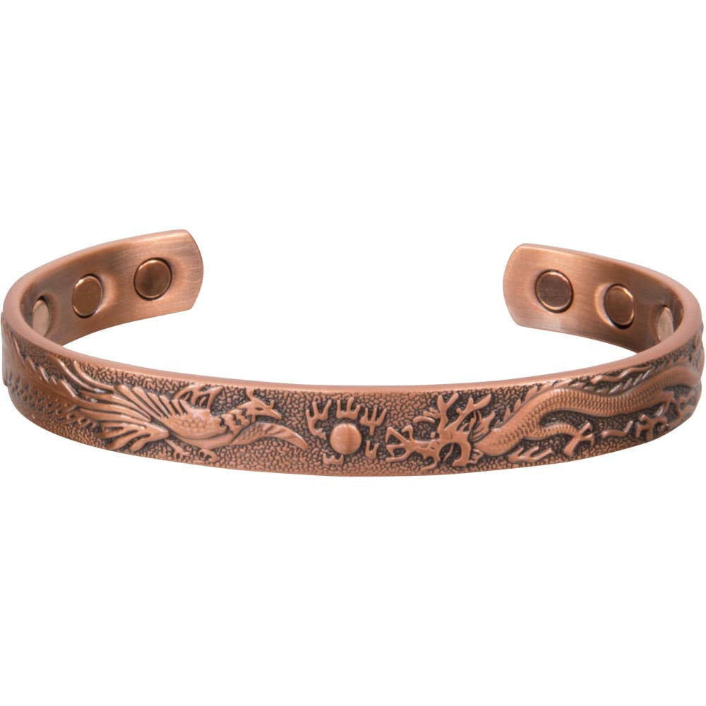 Magnetic Copper Bracelet Phoenix & Dragon Antique Copper