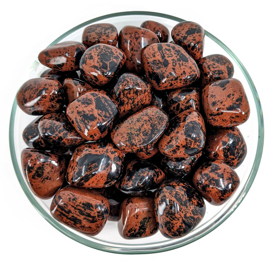 A bowl of chocolate covered chocolates, Mahogany Obsidian Tumbled Stones 1’ #SK9429