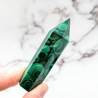 Thumbnail for Green malachite stone with swirl design in Malachite 2.7 - 3.1’ Tower #LV2570 product