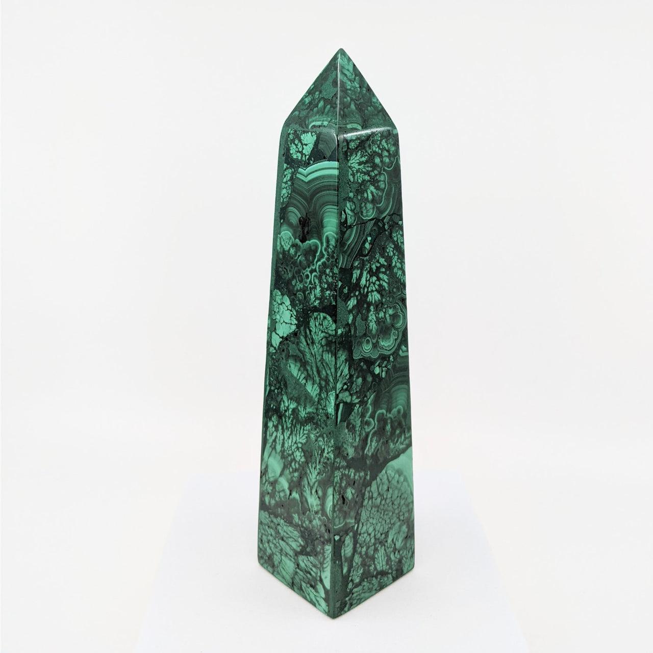 Green and black marble obelisk in Malachite 6’ Obelisk Tower #G214