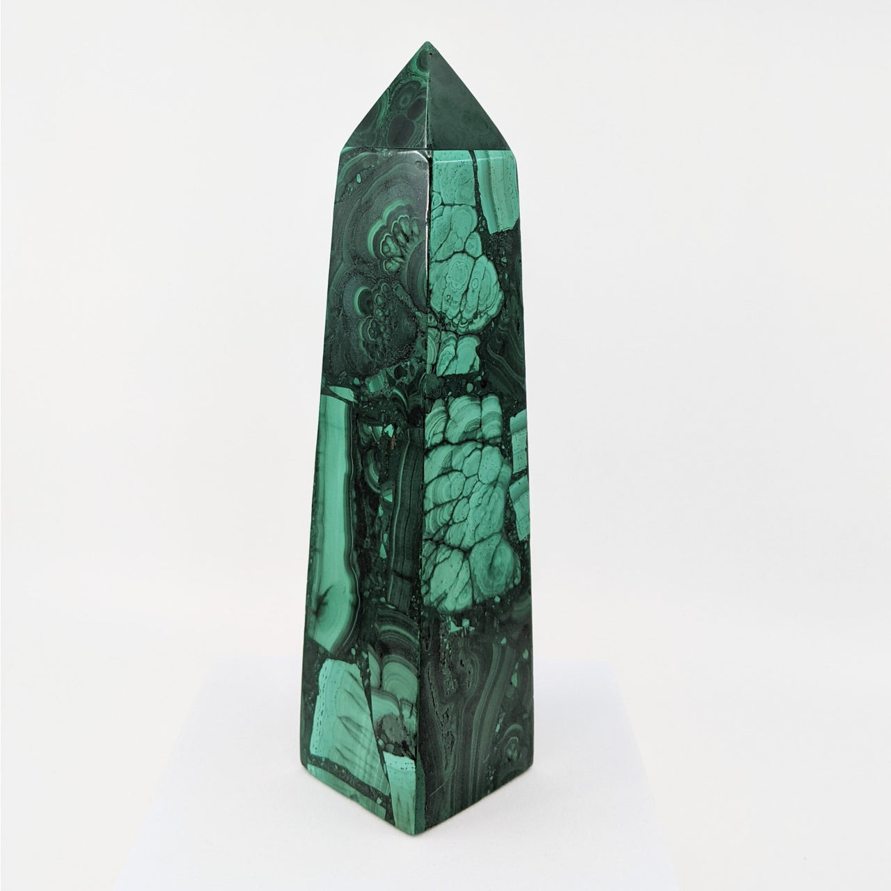 Malachite 6’ Obelisk Tower #G214 - Elegant green and black marble obel