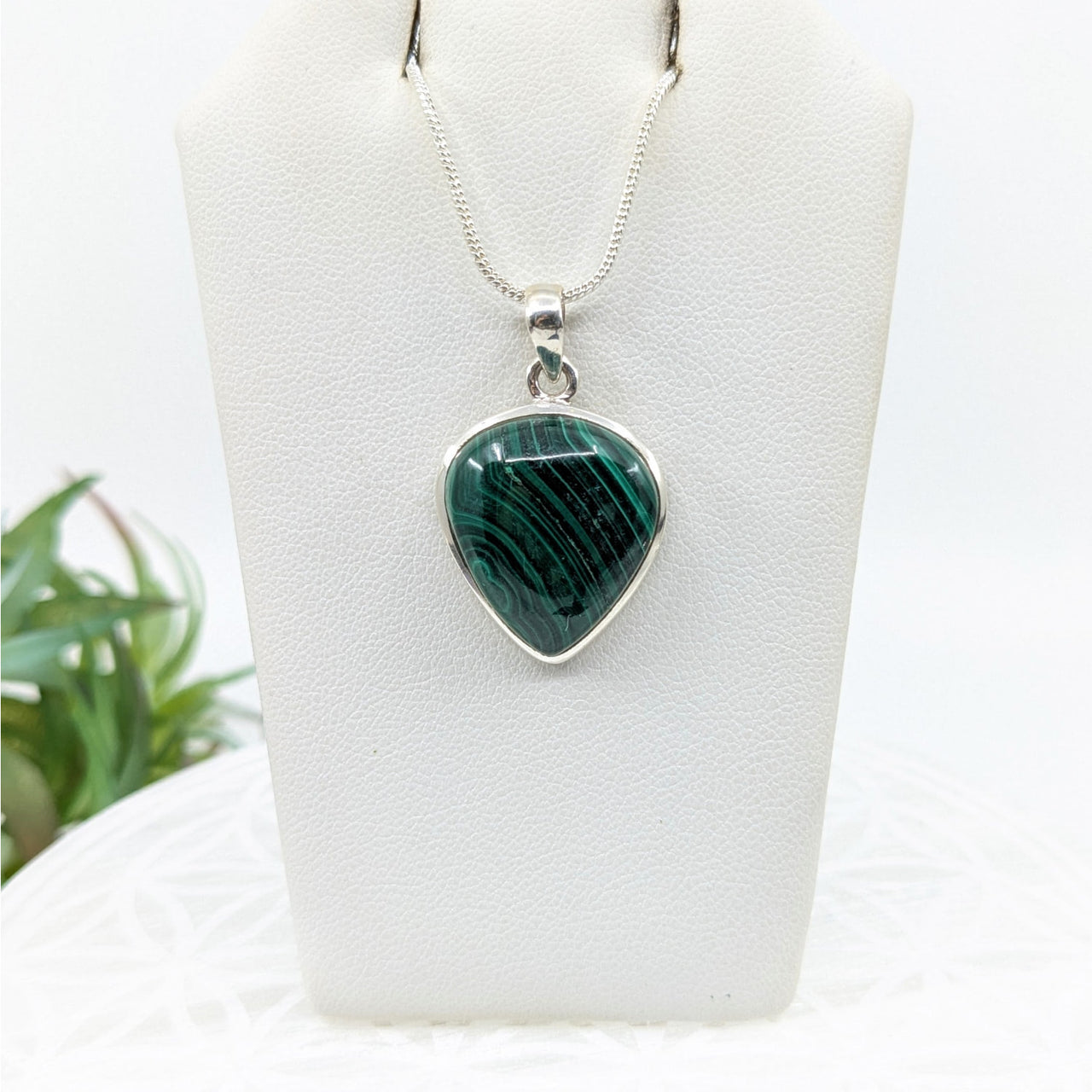 Malachite.7’’ S.S. Teardrop Pendant #LV5935 - $49