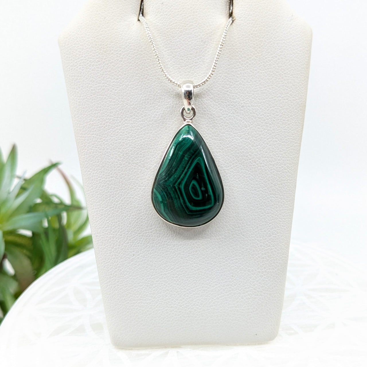 Malachite.9’’ S.S. Teardrop Pendant #LV5933 - $55