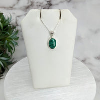 Thumbnail for Malachite Polished Necklace with Sterling Silver Slider Pendant on 18’ Chain #LV3263