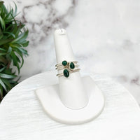 Thumbnail for White marble ring with green stone, Malachite Polished Sterling Silver Dainty Stackable Ring