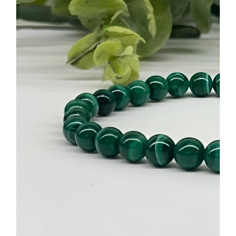 Green malachite stretchable bracelet with 6mm natural stone beads LV9527