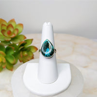 Thumbnail for Blue Topaz Malacholla Teardrop Ring Sz 6.5 #LV4851 - Gemstone Jewelry Elegant Design