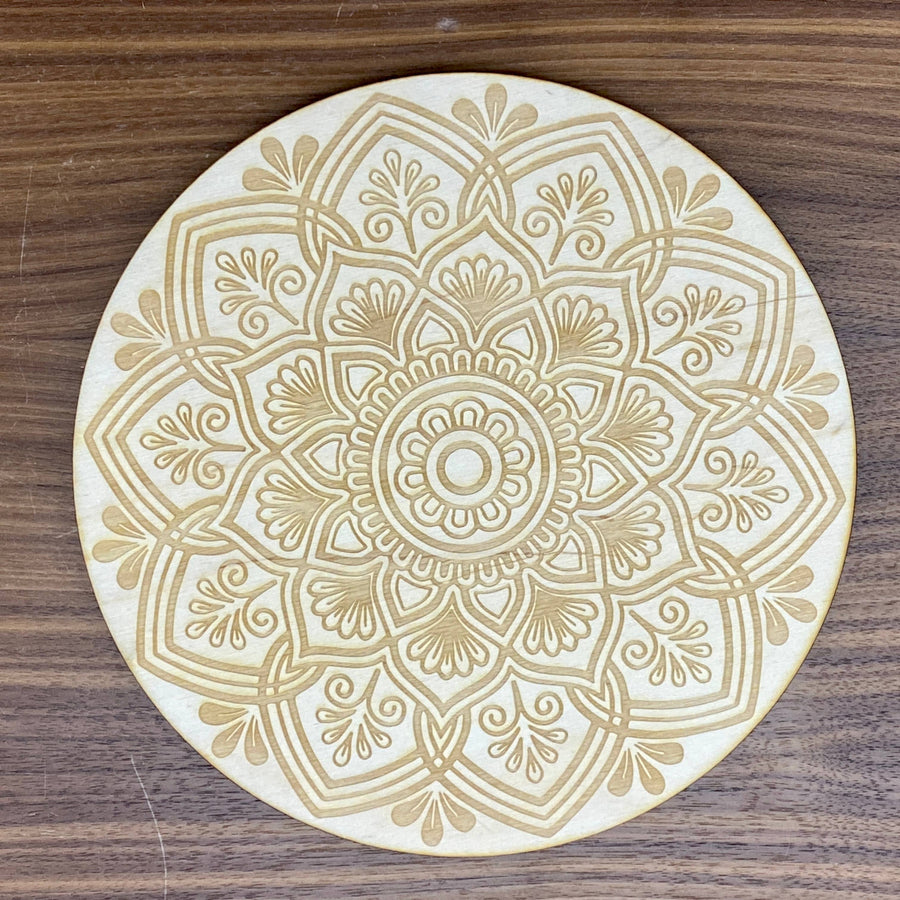 Gold Mandala #21 Crystal Grid LV9084 coaster with floral patterns