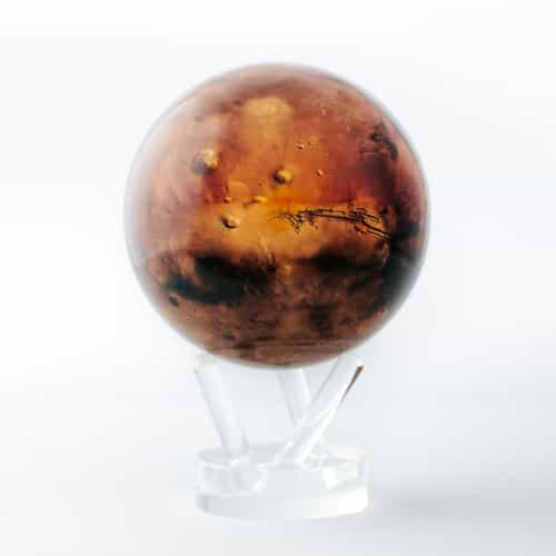 Mars Planet Rotating Mova Globe 6’ with Acrylic Base featuring a liquid-filled glass ball