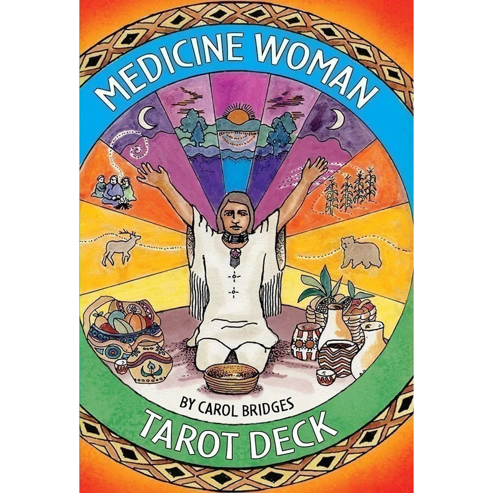 Woman sitting with Wheel of Fortune from Medicine Woman Tarot Deck #Q242