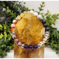 Multicolored beaded menopause relief bracelet with citrine base