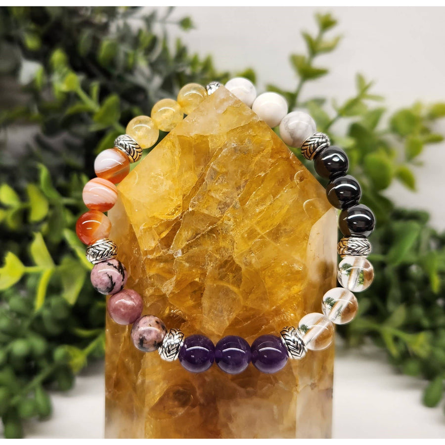 Multicolored beaded menopause relief bracelet with citrine base